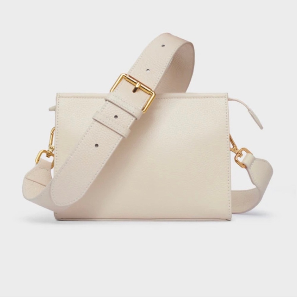 article & goods white pebble grain leather crossbody